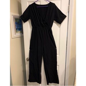 Short sleeve black pants romper